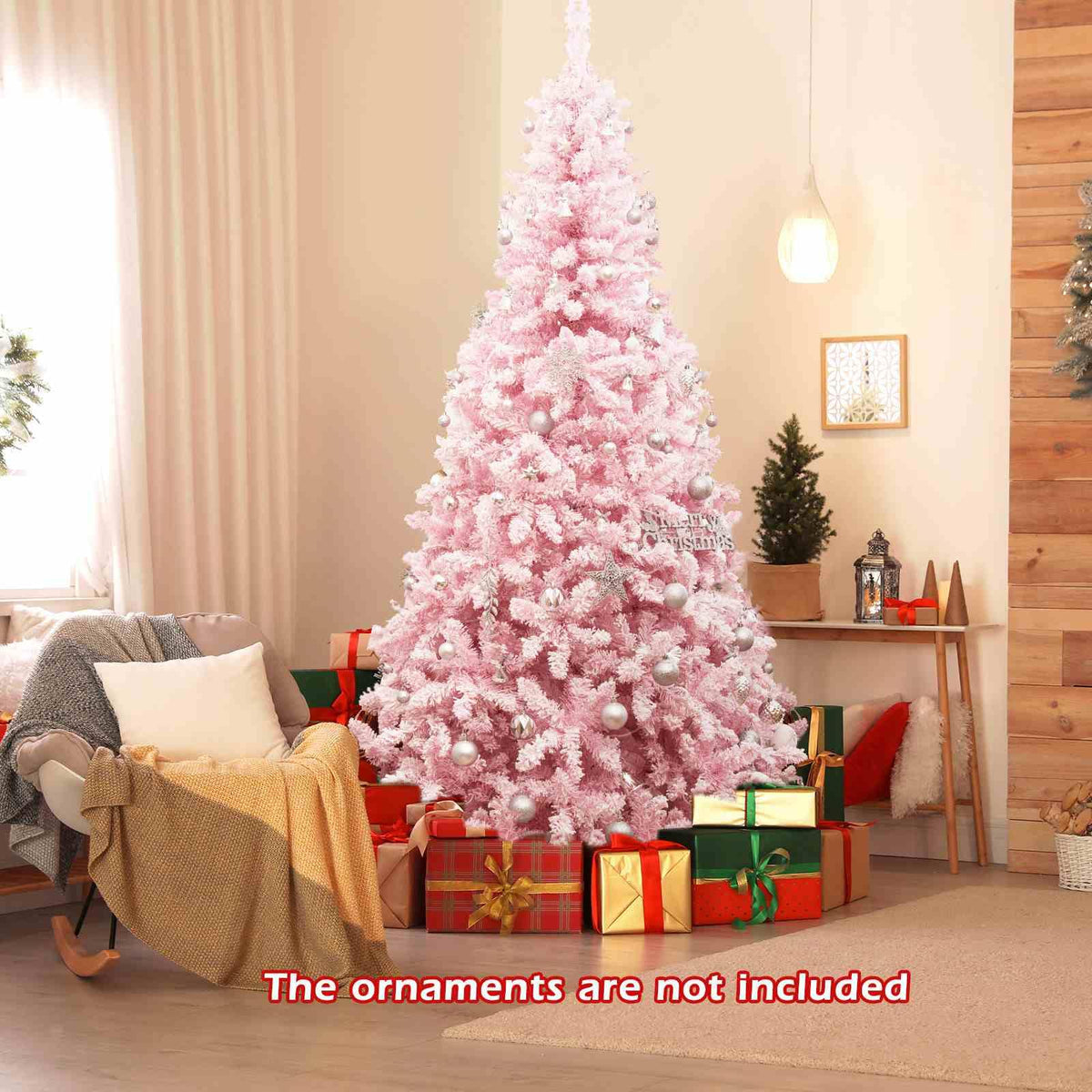2.2M Snow Flocked Christmas Tree with 1100 Branch Tips and 450 LED Lights