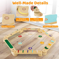 Wooden Balance Beam Set with Stepping Stones for 3+ Toddlers