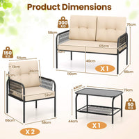 4 Pieces Patio Furniture Set, PE Rattan Sofa Chairs