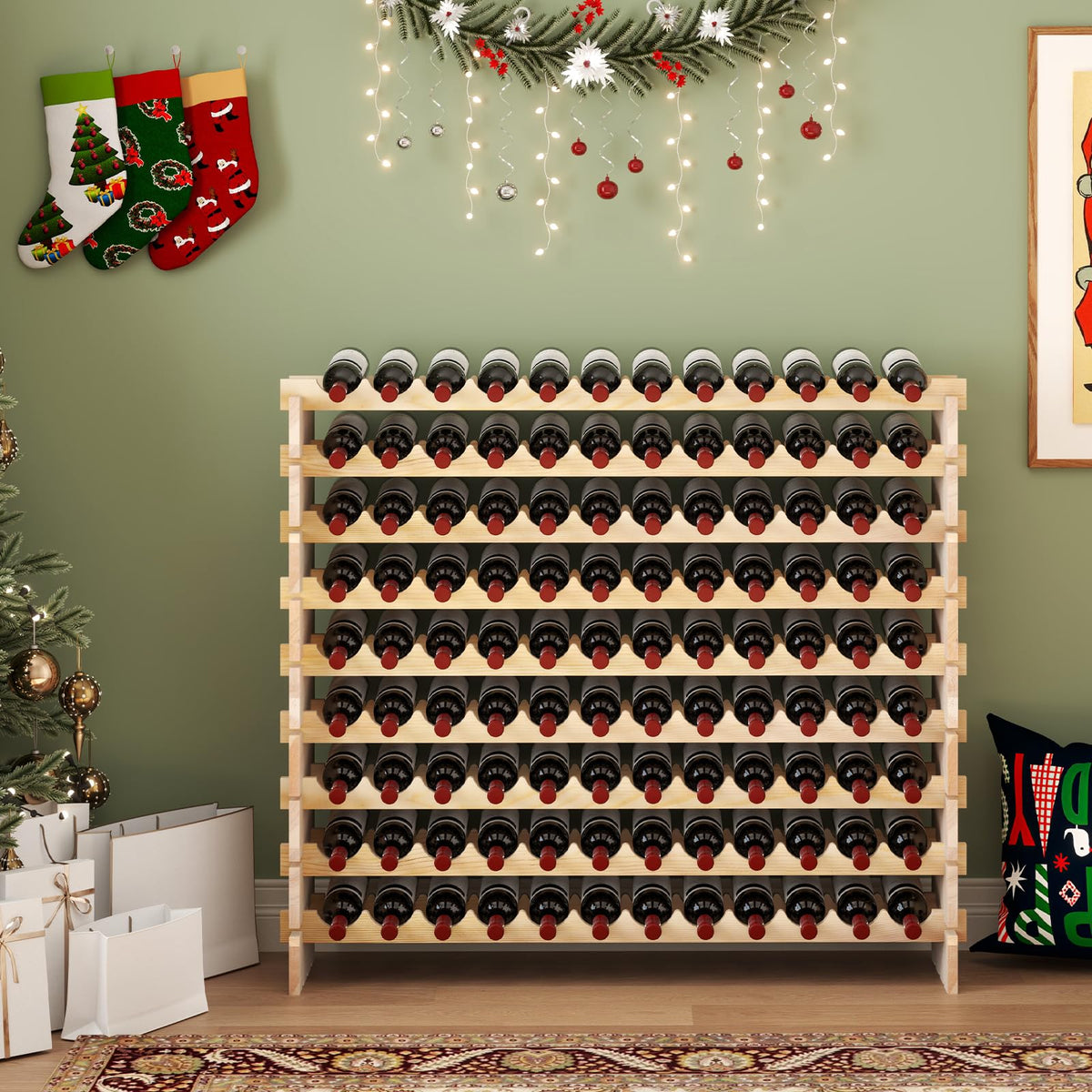Giantex 108 Bottles Wine Rack, 9 Tiers Stackable Modular Wine Bottle Holder