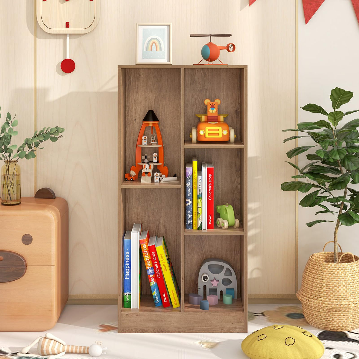 5-Cube 50 cm Bookshelf Freestanding Storage Organizer Wood Display Shelf