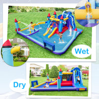 Inflatable Water Slide Park, Kids Inflatable Jumping Castle w/2 Slides w/ 850W Blower