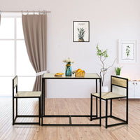 Giantex 3 Piece Dining Set, Industrial Dining Table w/ 2 Chairs, Small Kitchen Table Set (Natural)