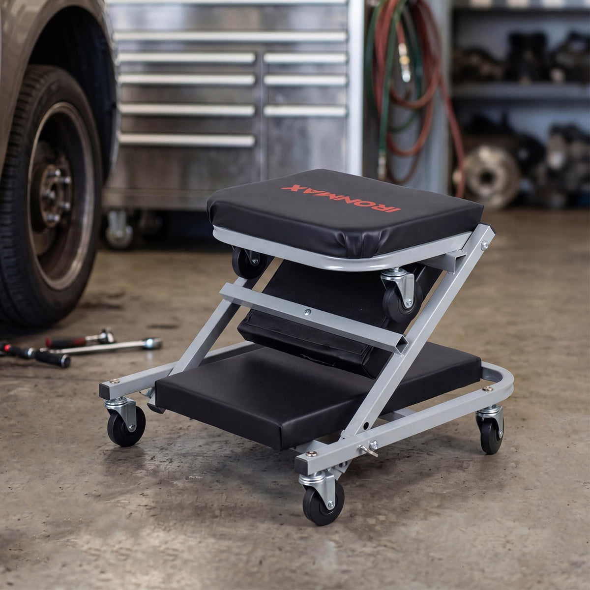 36"/40" 2-in-1 Mechanic Creeper & Z-Seat with 6 Swivel Casters
