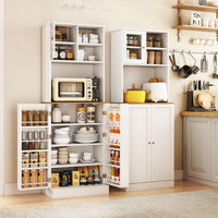 Kitchen Pantry Cabinet 170 CM Freestanding Tall Cupboard with Microwave Shelf