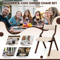 Giantex Folding Dining Chair Set of 2, Wooden Upholstered Dining Chairs