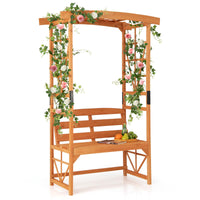 Giantex Garden Arbor with Bench - Wooden Garden Arch Trellis for Climbing Plants Vines