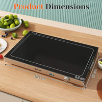 Electric Warming Tray with Adjustable Temperature Tempered Glass Top Food Warmer