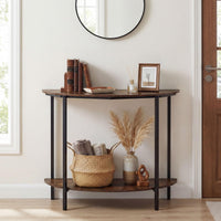 Half-moon Console Table with Open Storage Shelf and Anti-tip Kits for Living Room