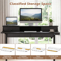 Giantex Electric Standing Desk 140cm w/Monitor Stand&Drawers