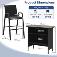 3 Piece Outdoor Bar Set, Patio Bar Height Table & Chairs