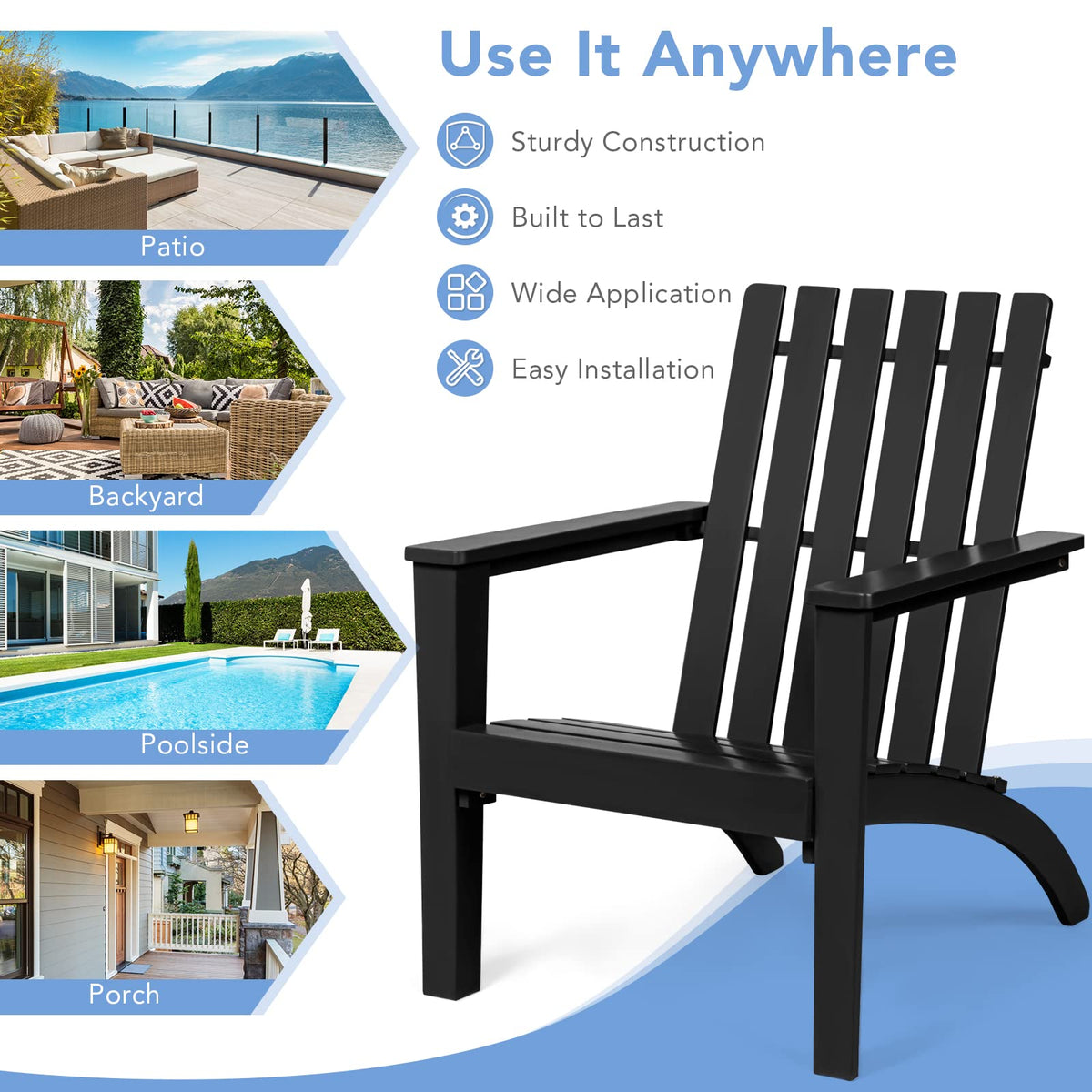 Patio Lounge Chair with Ergonomic Backrest and Armrest
