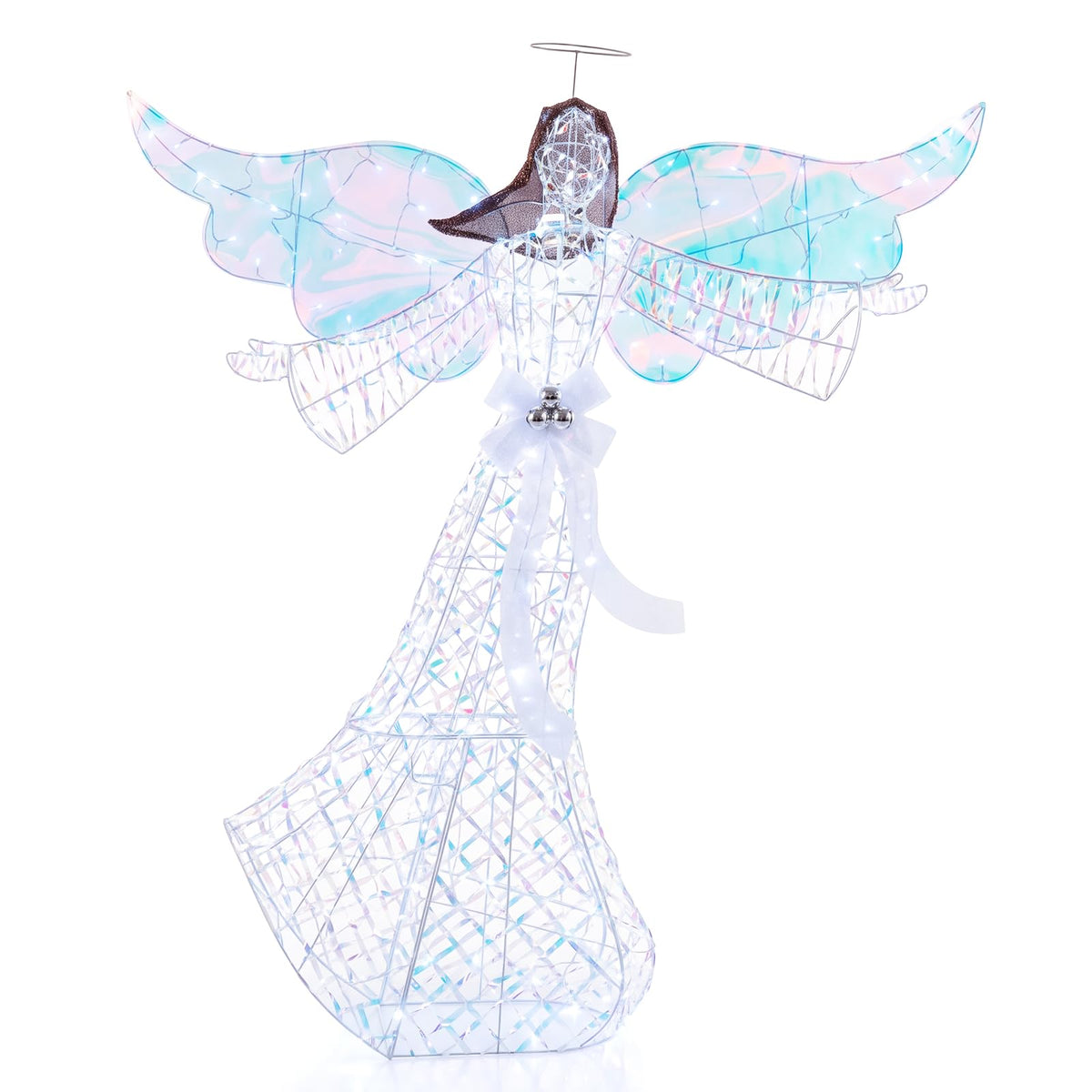 Iridescent Christmas Angel Decoration with 230 Cold White LEDs