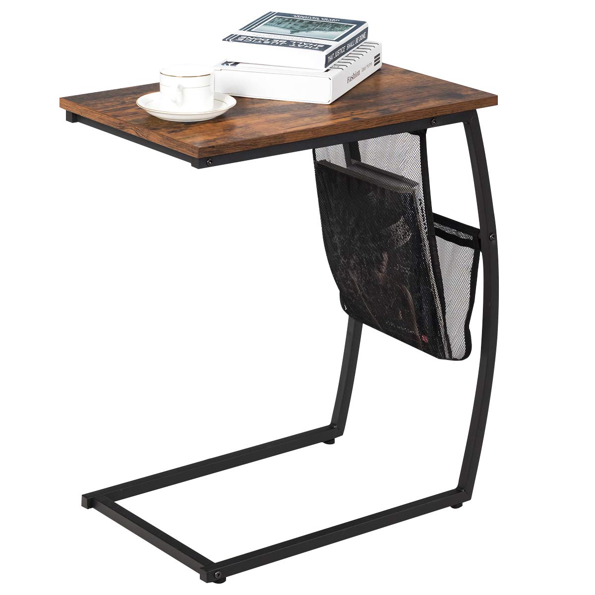 Giantex C-Shaped End Table with Side Pocket