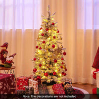 120CM Artificial Christmas Tree Potted with 176 Branch Tips PE and 8 Lighting Modes