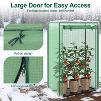 Portable Mini Greenhouse, Heavy Duty PE Cover, Elector-Coating Metal Frame