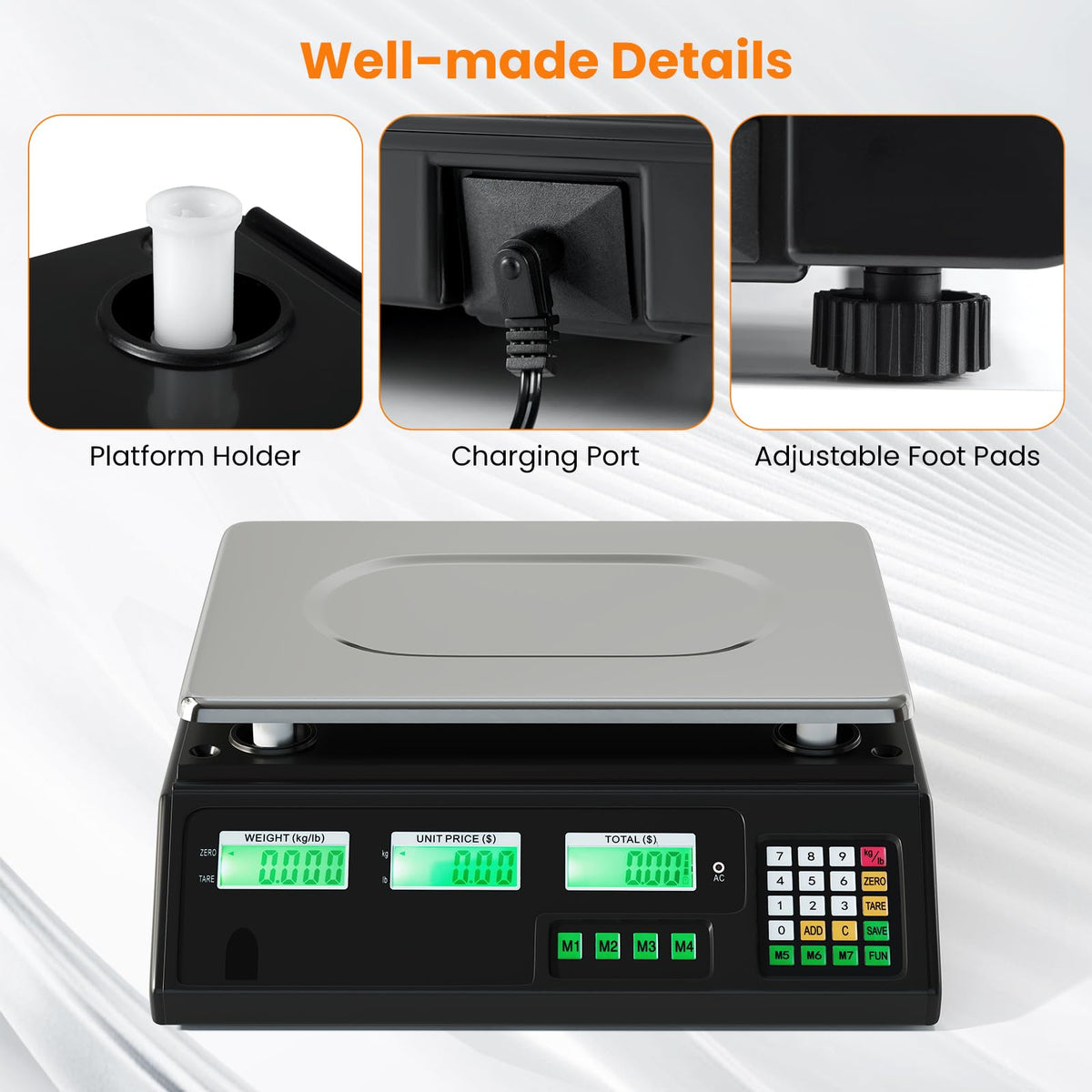 40kg Price Computing Scale with Counting Function and Stainless Steel Platform