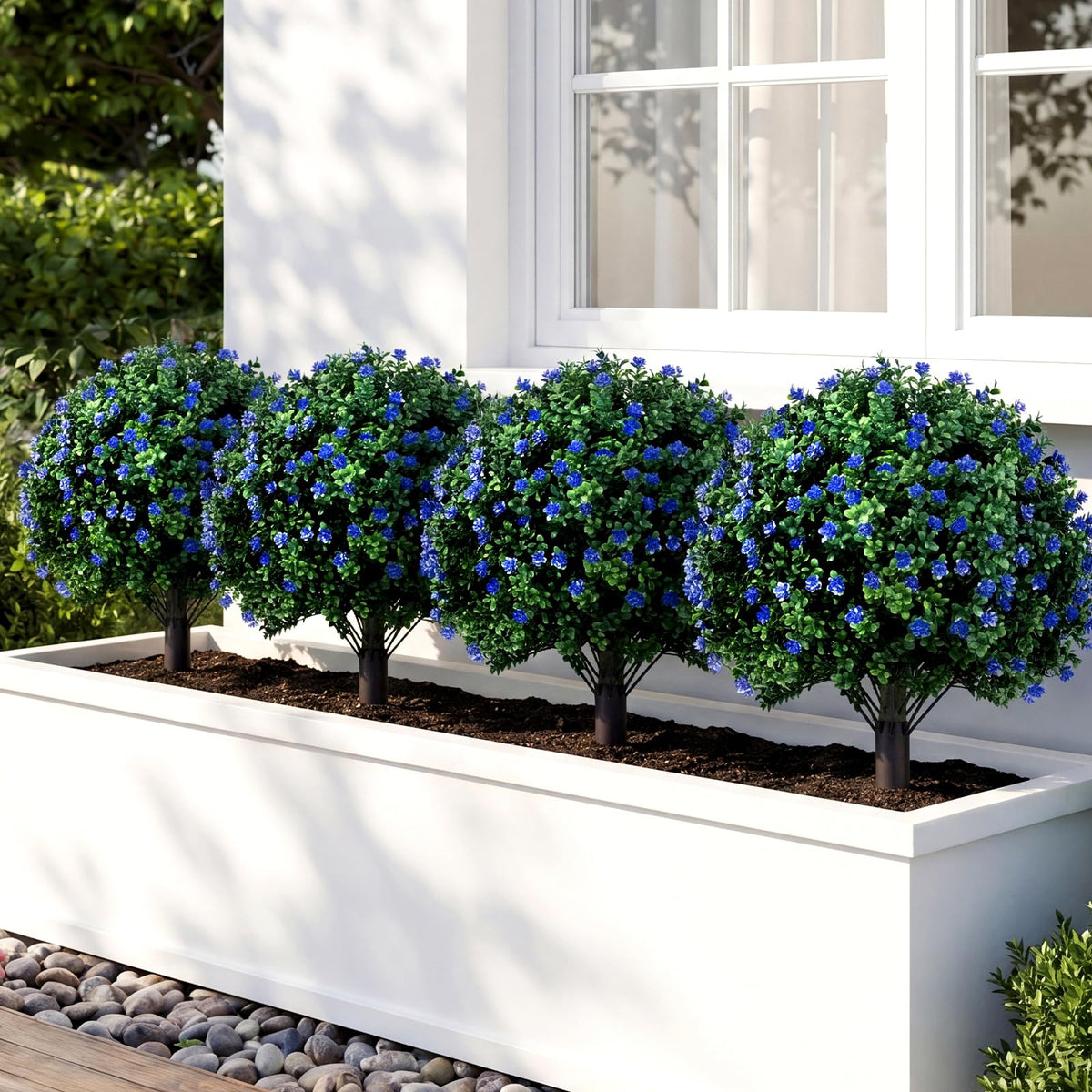 2 Pack Artificial Camellia Boxwood Topiary Ball Trees
