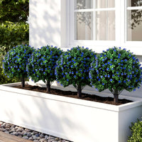 2 Pack Artificial Camellia Boxwood Topiary Ball Trees