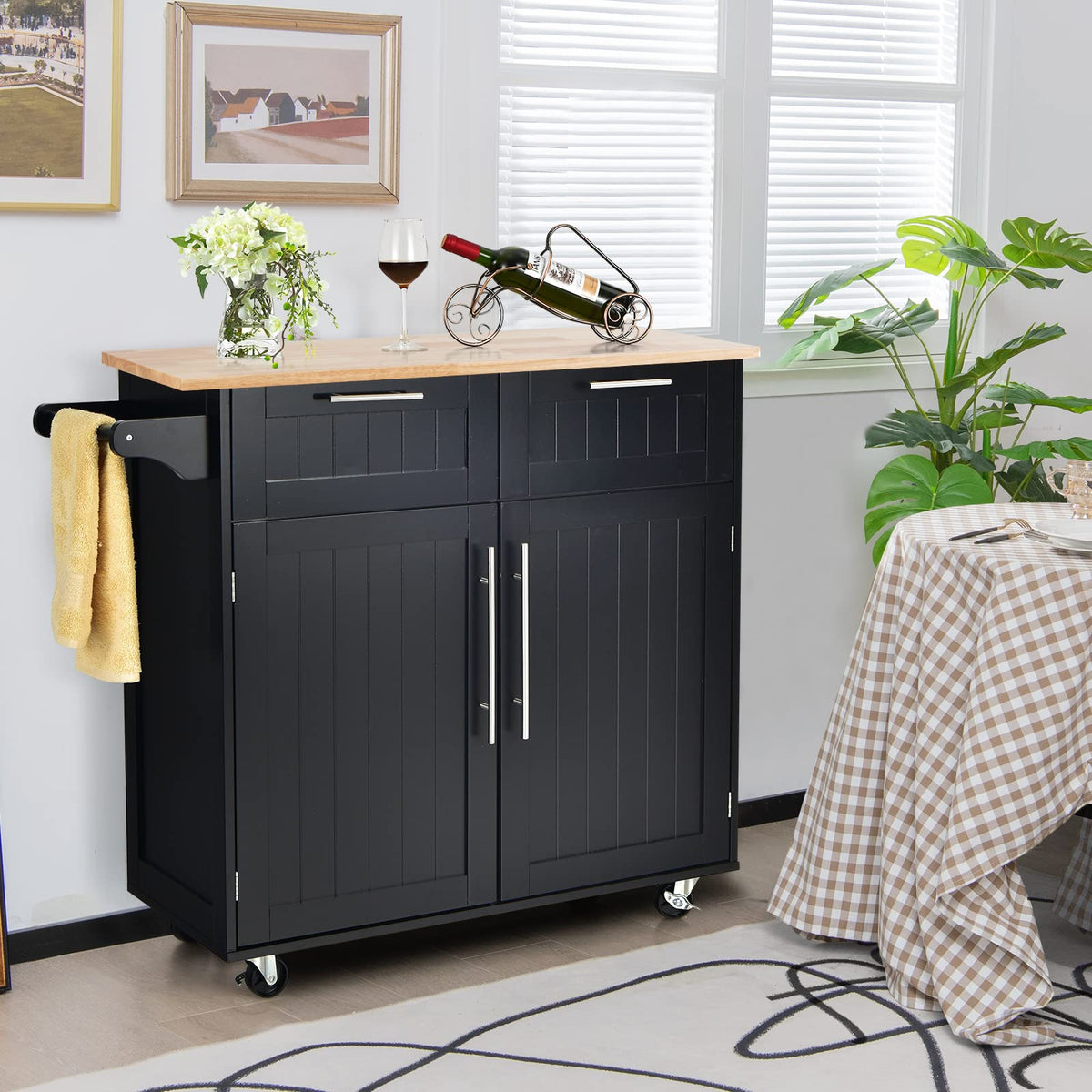 Giantex Kitchen Island Cart with Side Towel Bar