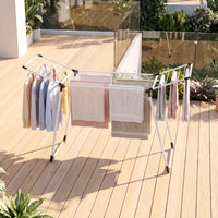 Foldable Laundry Rack with 2 Gullwings and Heavy Duty Metal Frame for Laundry Room