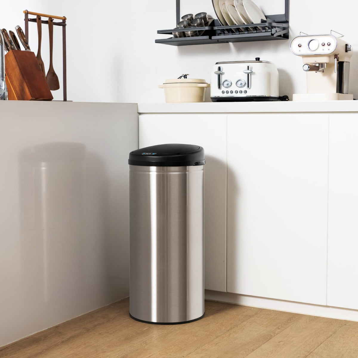 Giantex 30L Automatic Trash Can, Motion Sensor Garbage Bin with Stainless Steel Frame