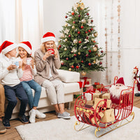 Red Santa Sleigh, Metal Christmas Santa Sleigh