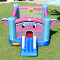 3-in-1 Elephant Theme Kids Jumping Castle with Jumping Area, Slide & Basketball Rim