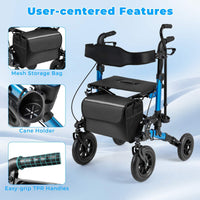 Rollator Walker for Seniors Folding Rolling Walker with Seat and Mesh Backrest