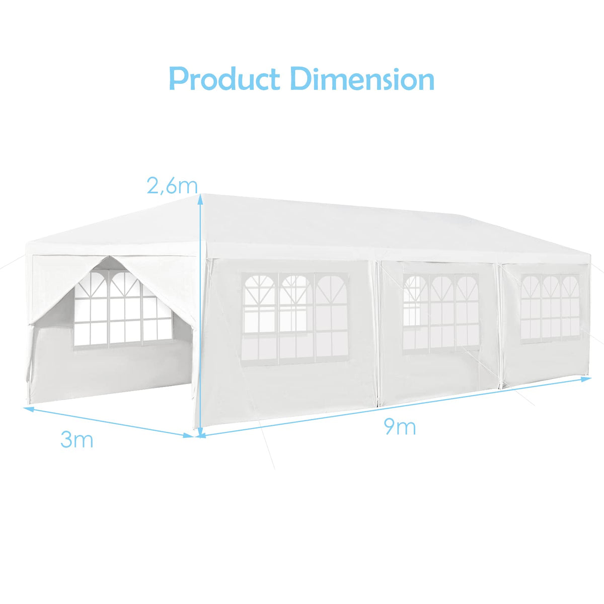 Waterproof Gazebo Tent with 6 Removable Side Panels for Party