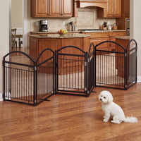 360/480x81cm Foldable Metal Dog Gate with Door 6/8 Panels
