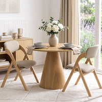Wooden Folding Dining Chairs with Linen Fabric Padded Seat Set of 2