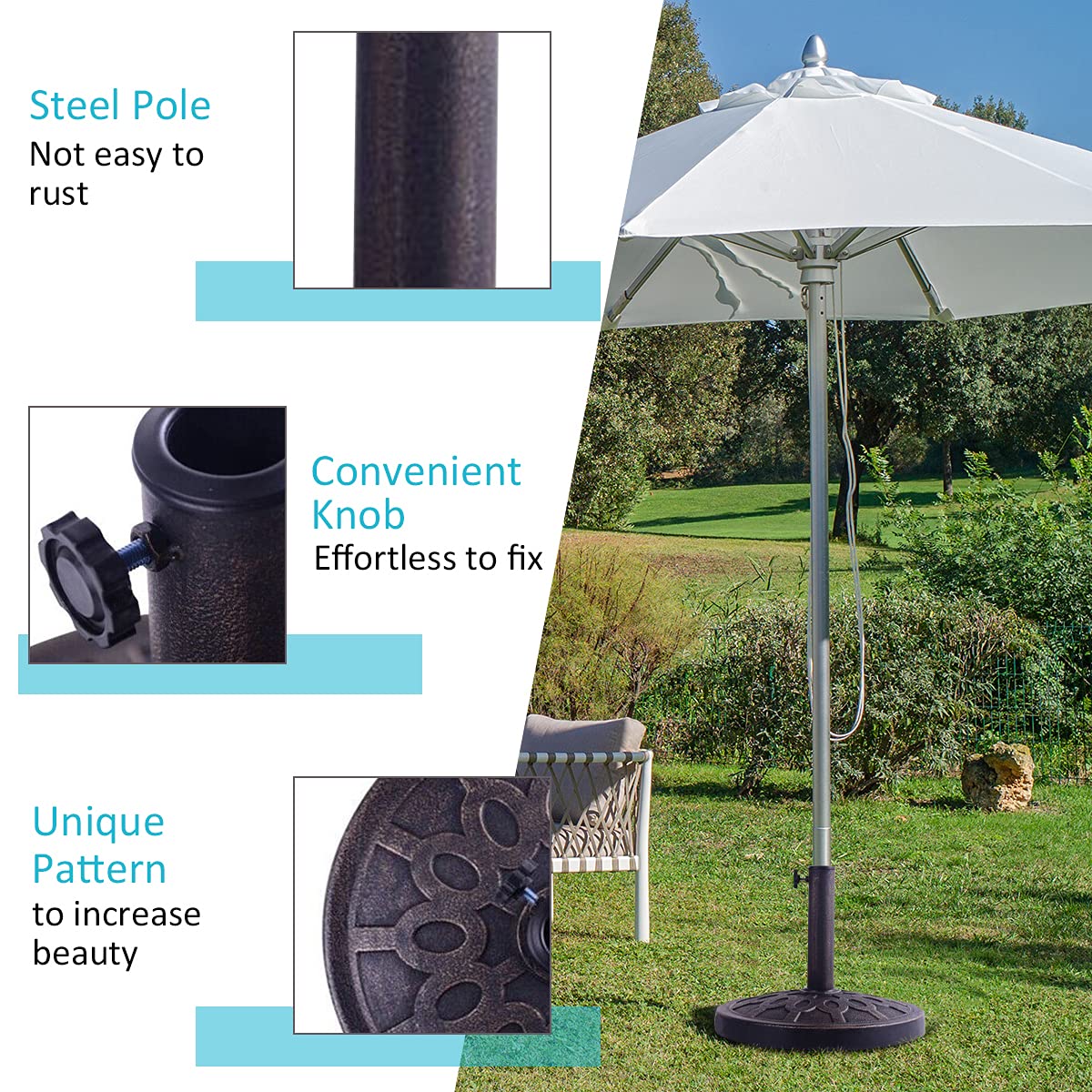 Half Round/Round Resin Umbrella Base, Outdoor Patio Umbrella Holder