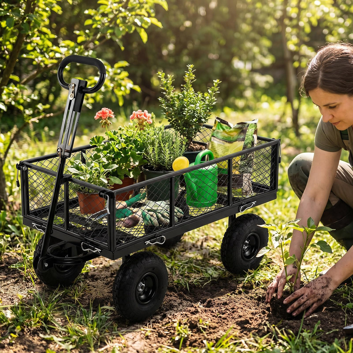 400 KG Utility Wagon with 26 CM All-Terrain Tires and Rotating Handle