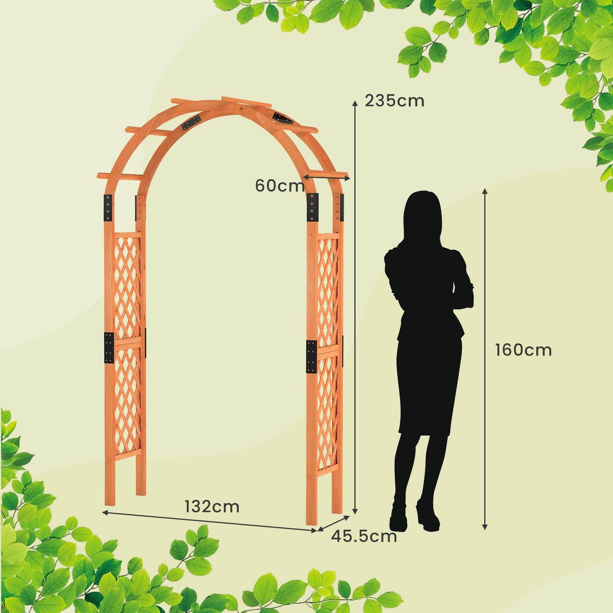 235 cm Garden Arch Wooden Arbor for Climbing Plants