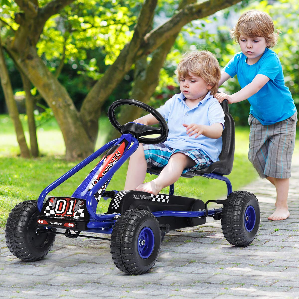Pedal Go Kart for Kids with Adjustable Seat and Handbrake