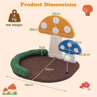 Mushroom Cat Bed, Cat Claw Scratcher w/Wide Bed