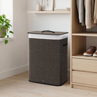 Giantex Bamboo Laundry Hamper w/Lid, 72 L Capacity Clothes Hamper w/Removable Liner