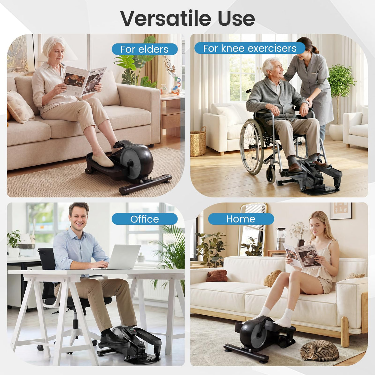 Under Desk Elliptical Pedal Exerciser, Adjustable Magnetic Resistance