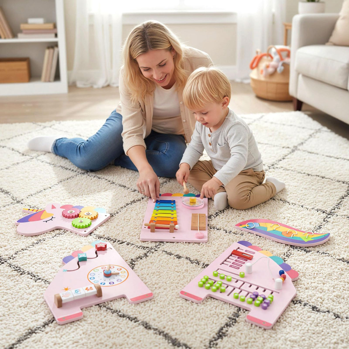 11-in-1 Activity Wall Busy Board Panels for Education and Early Development