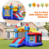 5-in-1 Inflatable Bounce House, Kids Jumper Bouncer w/Slide, Ball Shooting Area