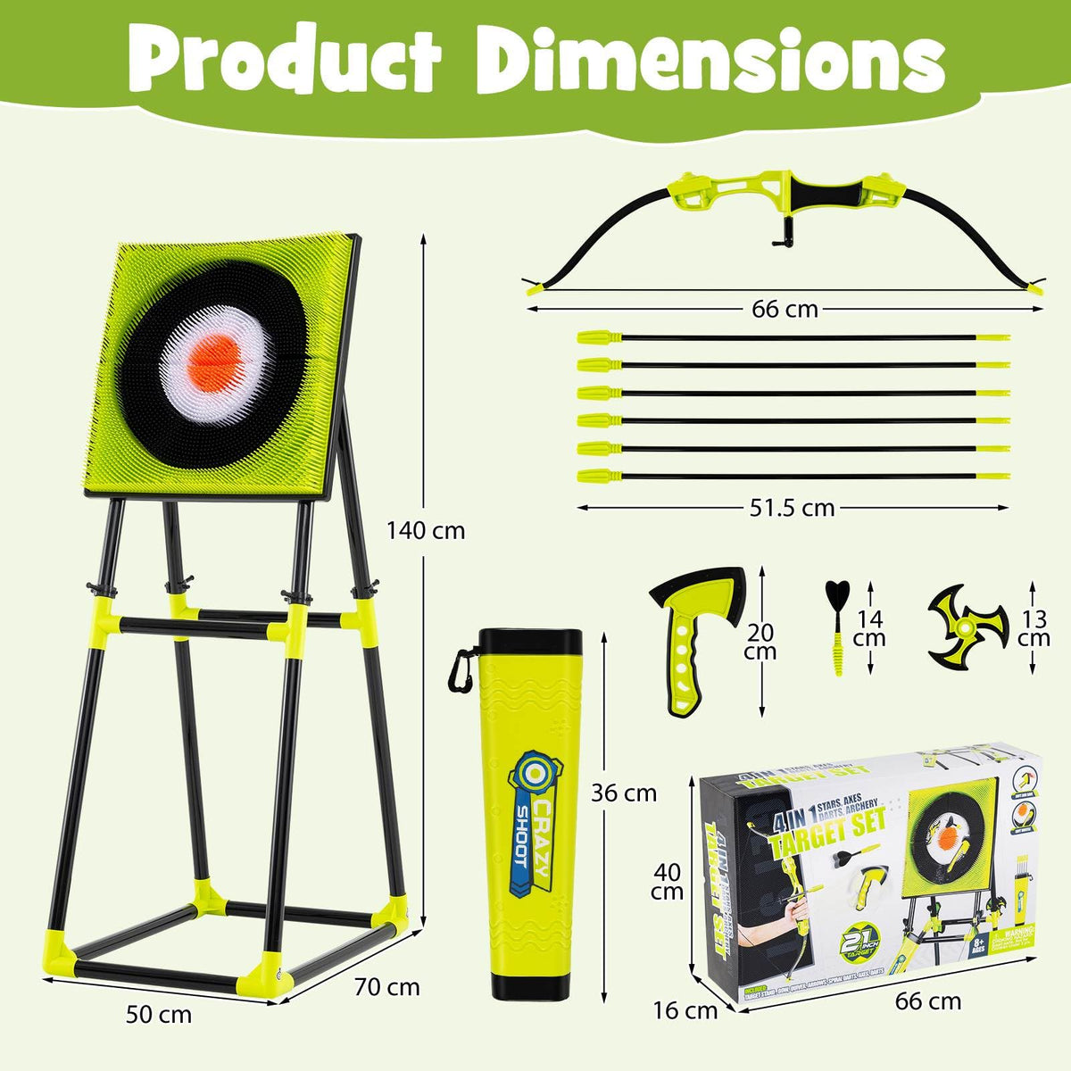 4 in 1 Throwing Target Set, Kids Throwing Game w/Bristle Target