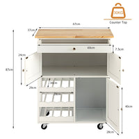 Giantex Kitchen Island Trolley, Rolling Cart with Ample Tabletop, 3 Doors Mobility Storage Cabinet