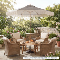 2.1m Patio Umbrella with Fringe Sun-Protective Polyester Canopy