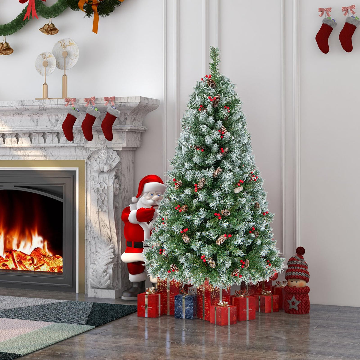 1.5M Hinged Christmas Tree with 8 Lighting Modes, Memory Function