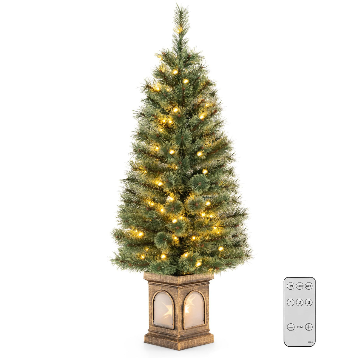 125CM Pre-Lit Potted Christmas Tree with 100 LED Lights