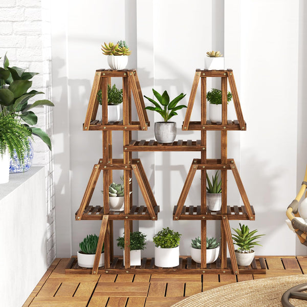 Indoor Outdoor Trapezoid Plant Rack for Multiple Plants, 5-Tier 10 Potted Flower Pot Holder