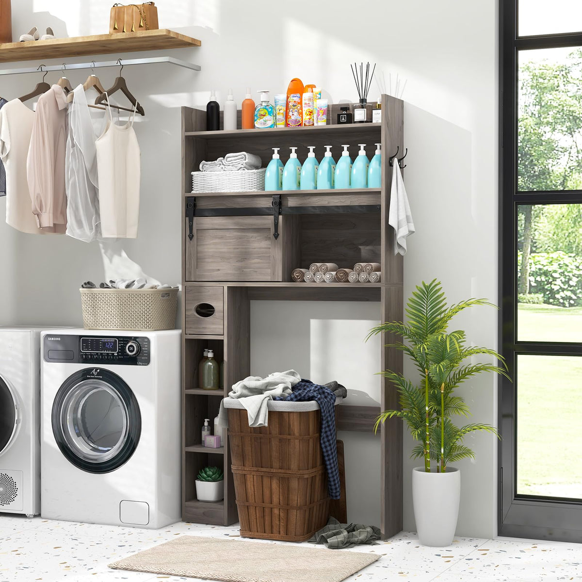 Giantex Over The Toilet Storage Cabinet, Farmhouse Bathroom Organizer