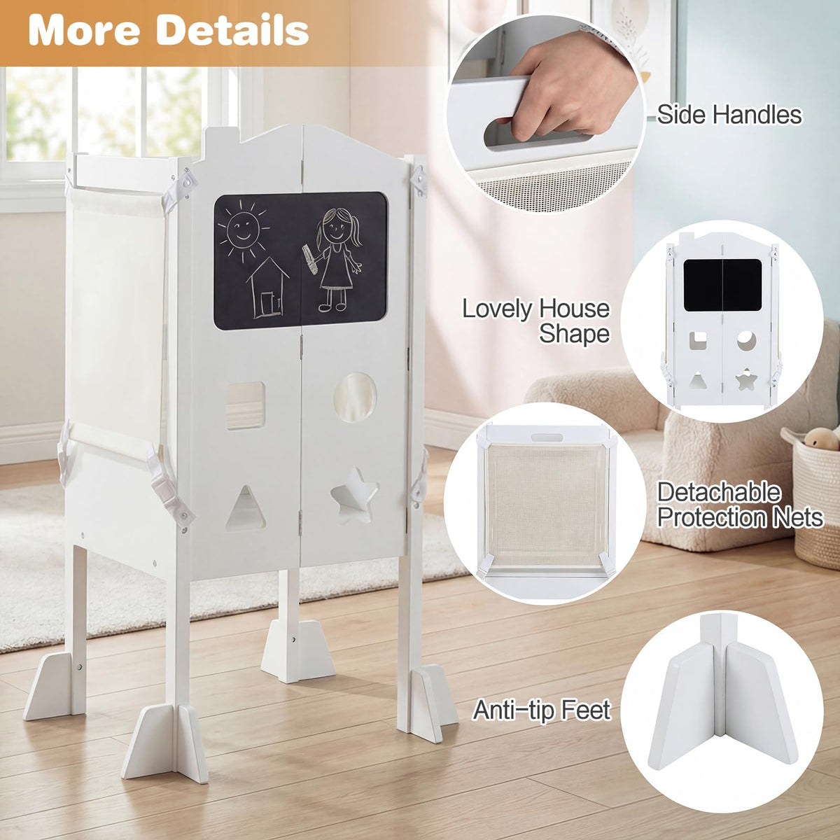 Foldable Toddler Tower with 3 Using Modes Step Stool Standing Kitchen Tower