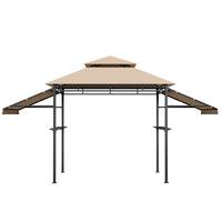 413 x 122cm Outdoor BBQ Grill Gazebo W/Dual Side Awnings, 2 Side Shelves, 8 Stakes Double-Tiered